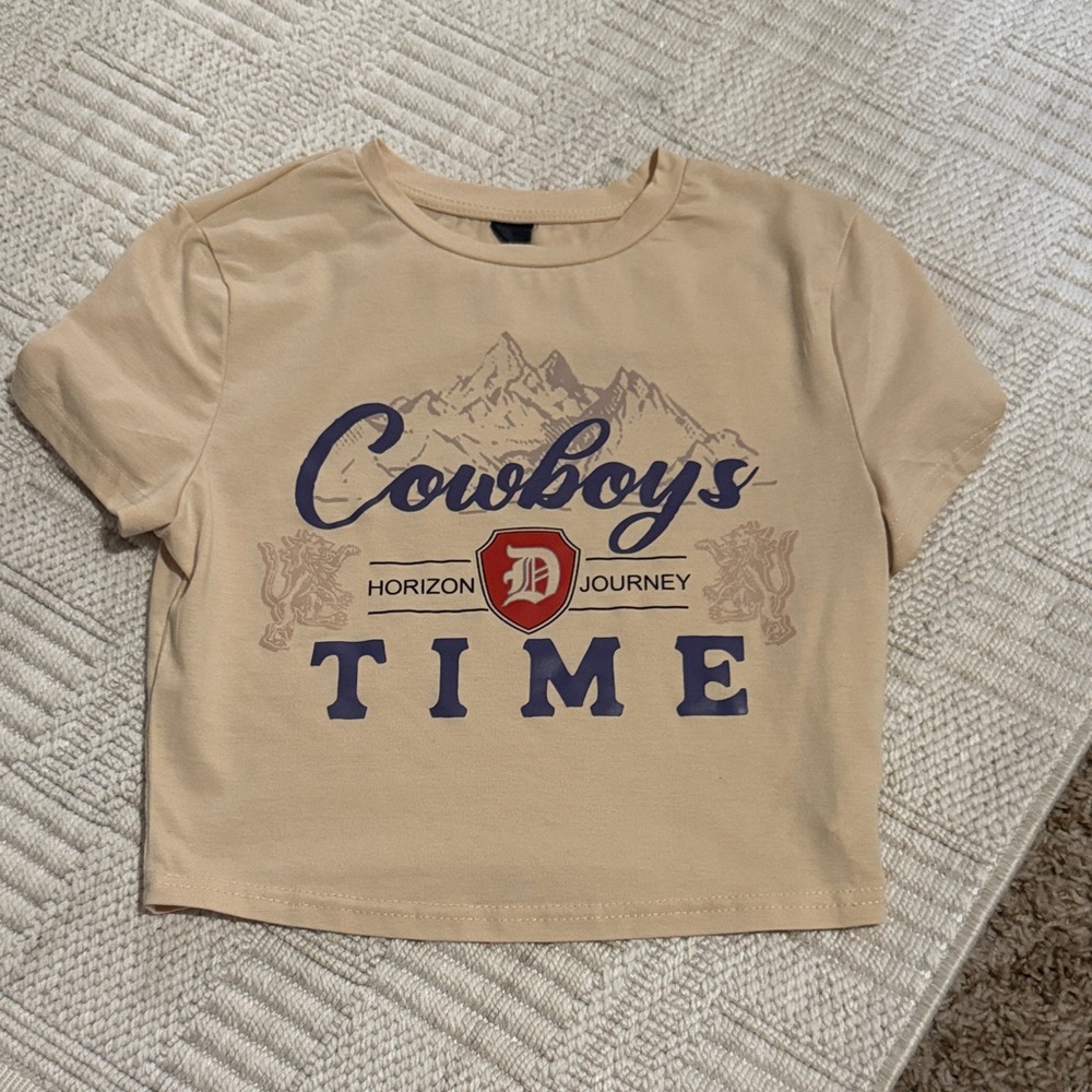 'Cowboys Time' baby Tee - Beige